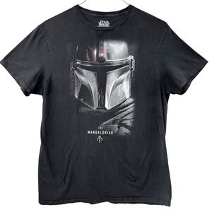 Star Wars The Mandalorian Helmet Graphic T Shirt Mens Large Black